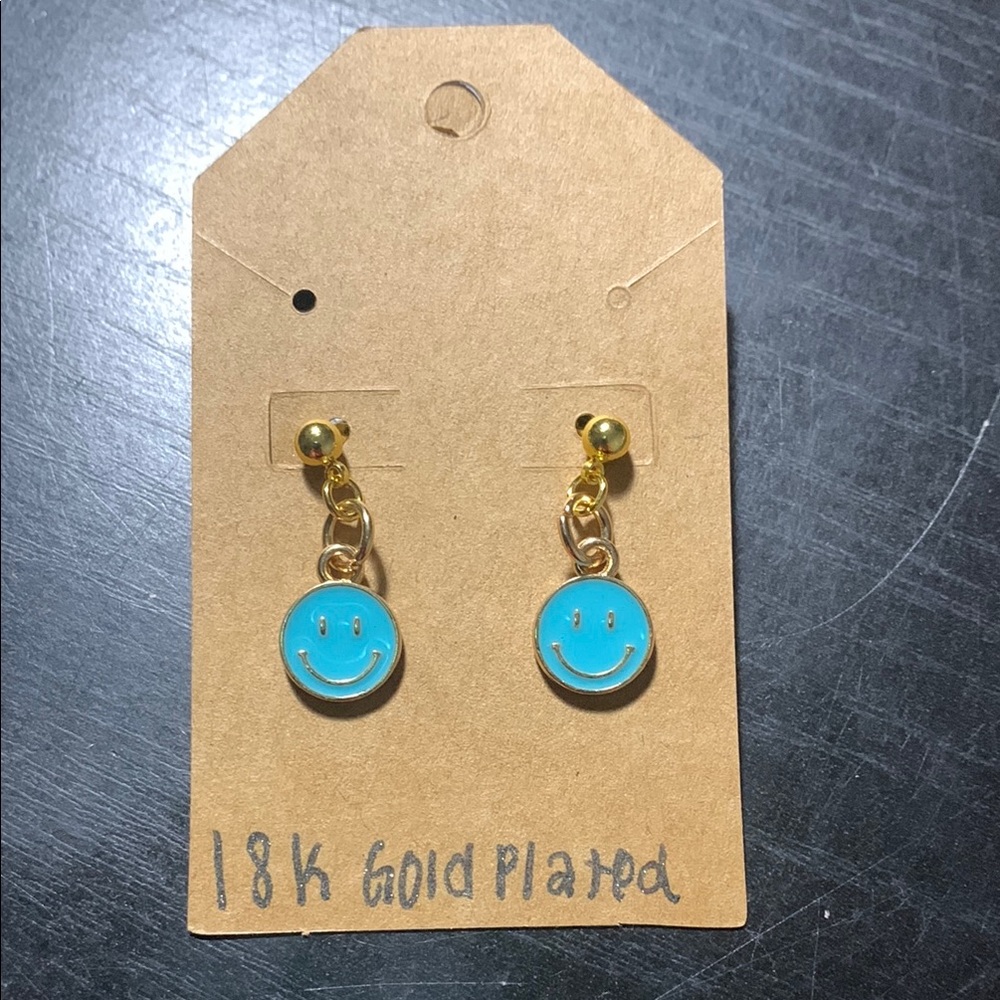 Gold Plated Smiley Face Earrings